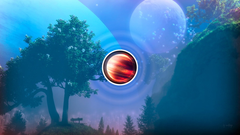 stars, nature, trees, space, cosmos, simple design, circle, digital art, 1080P, Jupiter, minimalism, dystopia, galaxy, planet