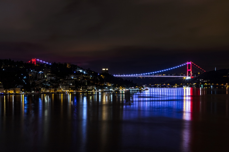 water, turkey, no people, bridge, built structure, december, light, sky, river, hulki okan tabak, long exposure, connection, kandilli, illuminated, outdoors