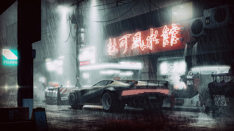 cyberpunk, car, Cyberpunk 2077, street art, supercars, 1080P
