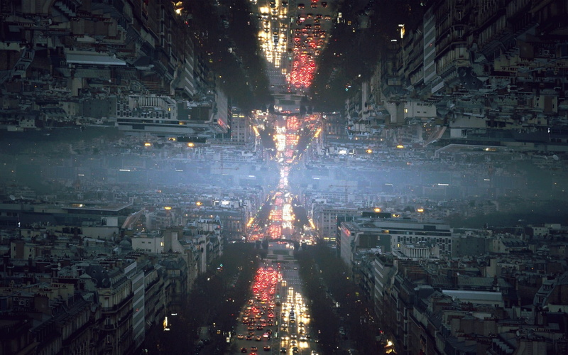 road, mist, glitch art, city, 1080P, mirrored