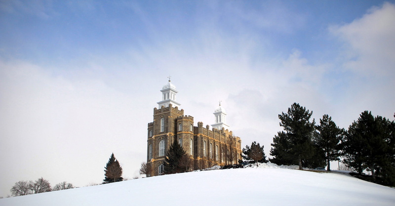 white color, land, temple, plant, snowing, cloud - sky, cold temperature, nature, mormon, sky, cache valley, building exterior, travel destinations, built structure