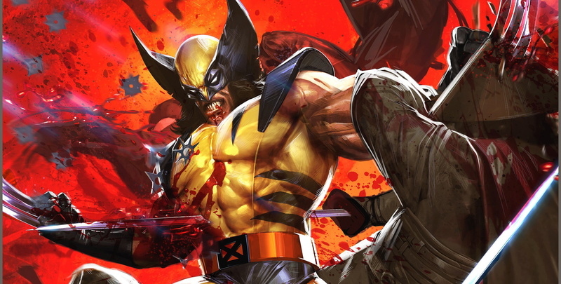 art and craft, xmen wolverine fight artwork marvel comics marvel dave wilkins comics ninjas blood, artist, festival, representation, outdoors, 1080P, red