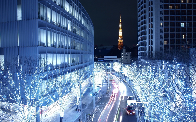 building, architecture, 2K, urban, photography, cityscape, Tokyo, blue, long exposure, city lights, city