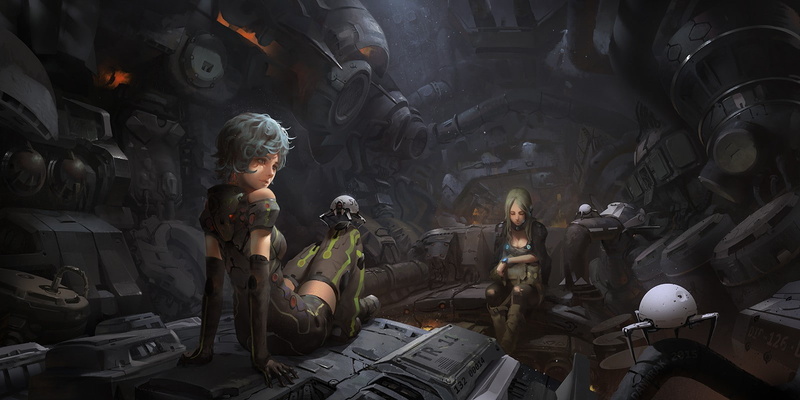 sitting, girls, science fiction, fiction, 720P, science, futuristic