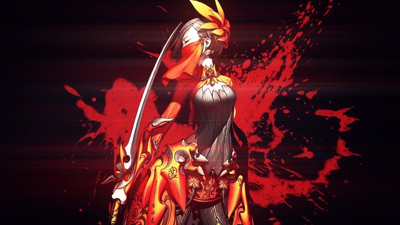 Blade and Soul, black, 1080P, representation, night, human representation, red, female, fire, doll, illuminated, art and craft, dressed, burning, festival