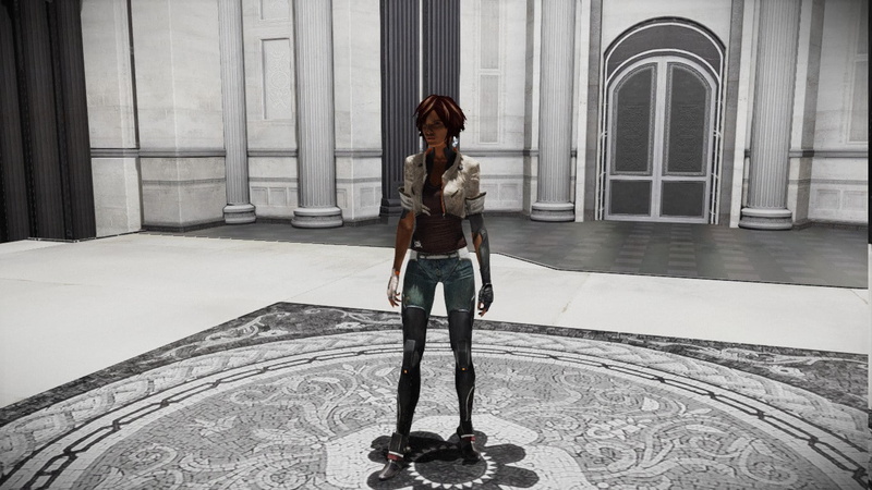 video games, indoors, full length, hairstyle, architectural column, screenshots, lifestyles, adult, front view, 720P, young adult, young women, Remember Me