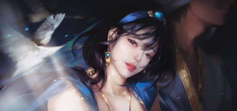 Princess Jasmine, blue clothing, Aladdin, 4K, women