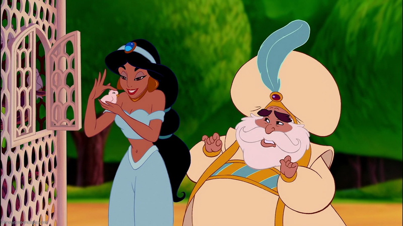 sultan, 1080P, aladdin, jasmine, princess, cartoon, father, screencaps