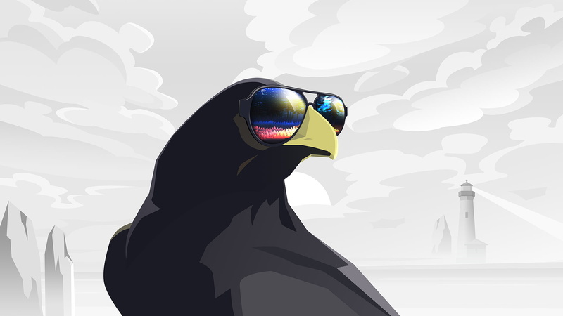 lighthouse, 1080P, raven, Colors (Album), glasses, reflection