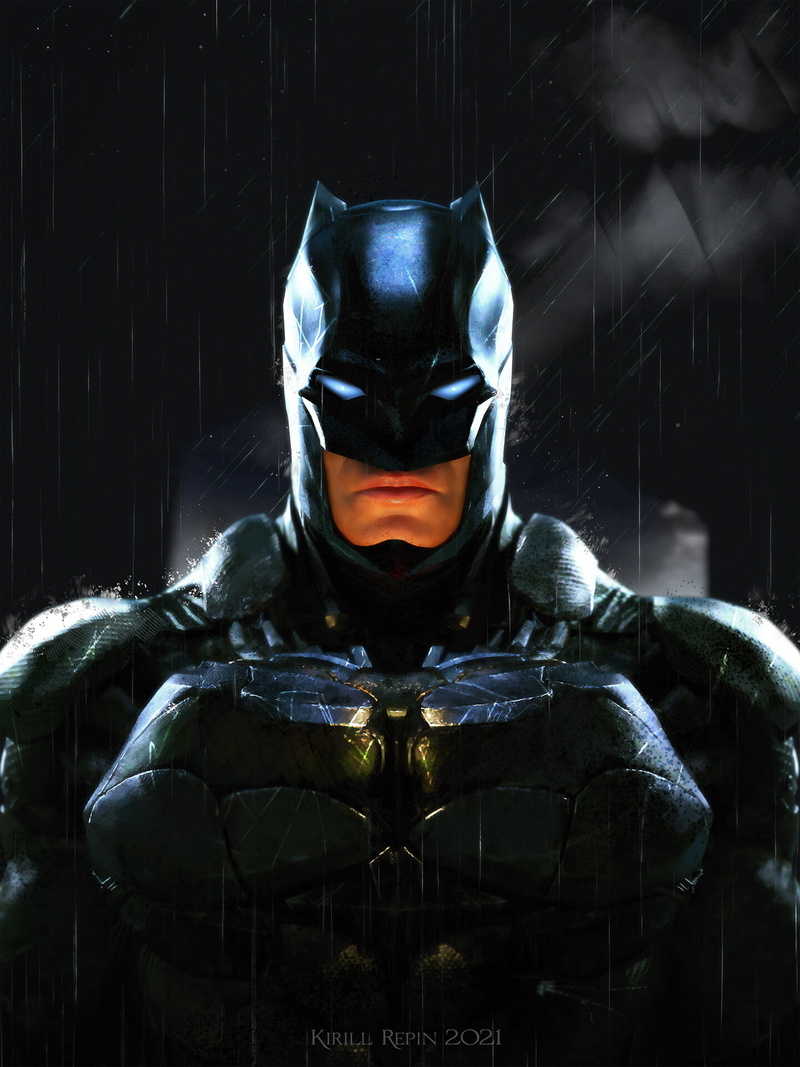 Kirill Repin, 2021 (Year), Batman, rain, artwork, 1080P, ArtStation
