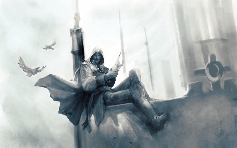 representation, male likeness, desmond miles, sculpture, creativity, assassins, statue, assassins creed, low angle view, built structure, creed, outdoors