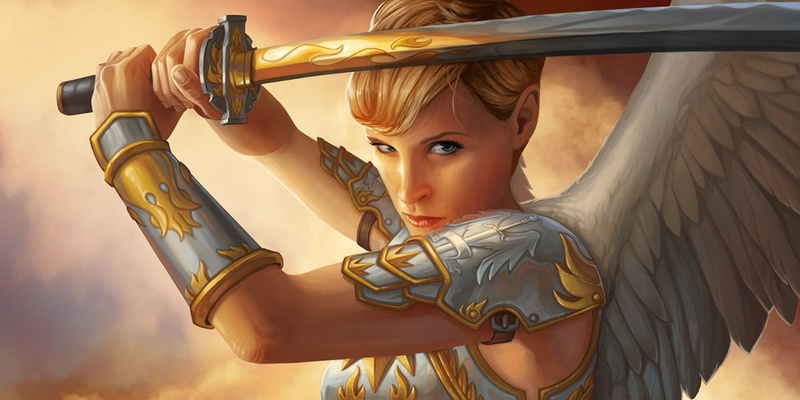 girl, fantasy, woman, armor, sword, war, angel, wing, 720P, warrior