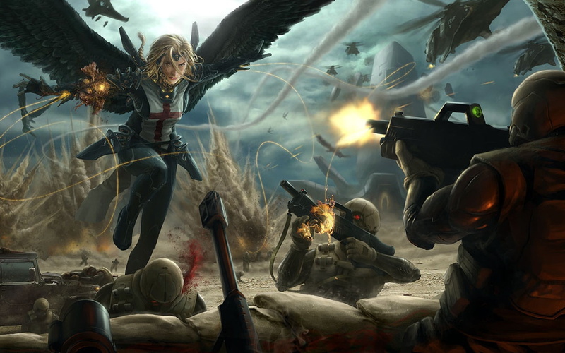 hd, women, concept, war, marek, aircraft, 1080P, concepts, angels, x, guns, art, okon