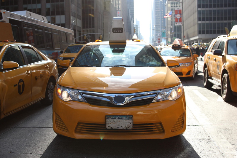 taxi, driver, destination, new york, front grill, usa, avenue, passengers, land vehicle, lane, tourism, day, rush, taxicabs, commercial, busy, outdoors