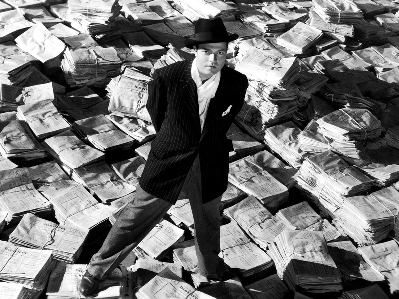 black, actors, pov, suit, retro, citizen, hat, 1080P, newspaper, males, classic, eyes, movies, men, white, face, kane