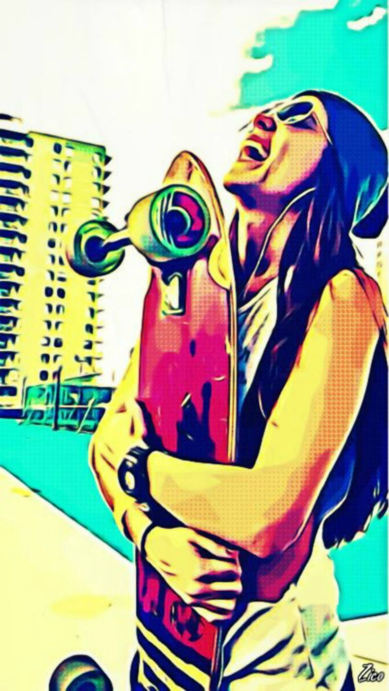 representation, happy face, paint, creativity, happy, women, open mouth, close-up, digital art, happiness, street art, skateboard, individuality, mural