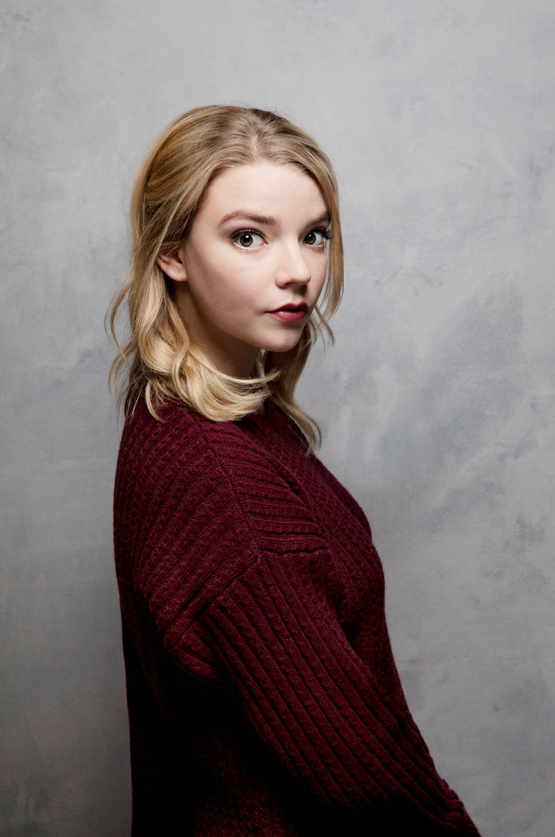 1080P, sweater, Anya Taylor-Joy, simple background, women, actress, portrait, blonde, looking at viewer