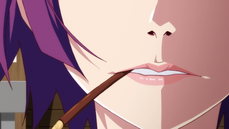 bird, building exterior, purple hair, anime girls, 1080P, lips, architecture, face, Monogatari Series, minimalism, animal, decoration, nature, no people