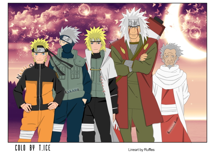 anime, namizake, minato, jiraiya, hiruzen, shippuden, hatake, kakashi, Naruto: Shippuden, sarutobi, yondaime, art, hd, 720P, uzumaki, naruto