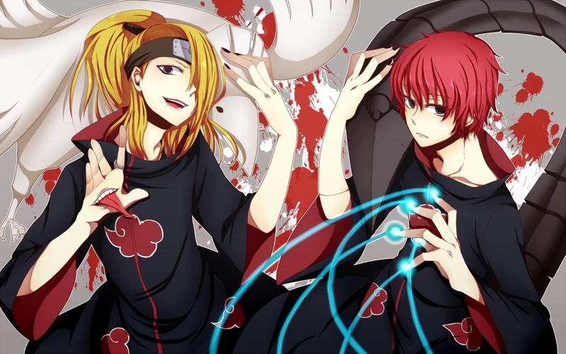 deidara, sasori, akatsuki, 1080P, anime