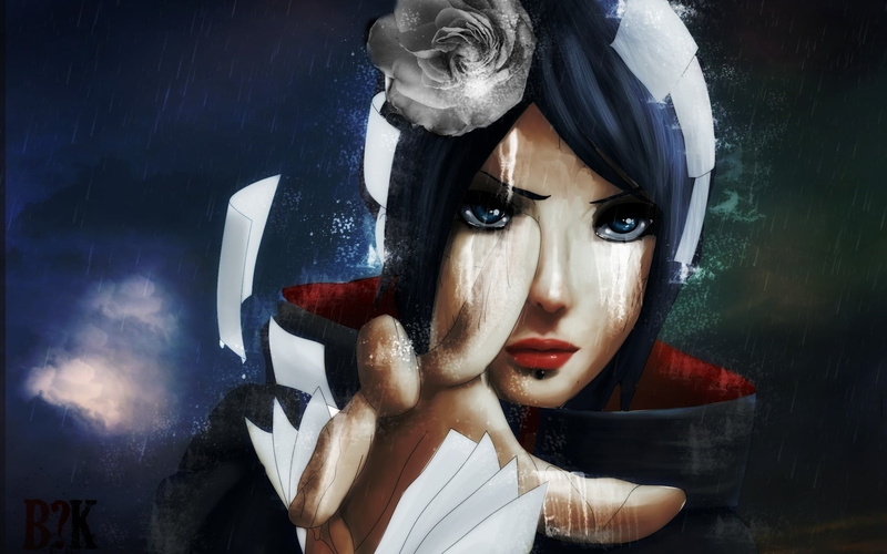 close-up, retail display, indoors, representation, art and craft, store, digital composite, sculpture, Konan, people, mannequin, paper, Akatsuki, anime