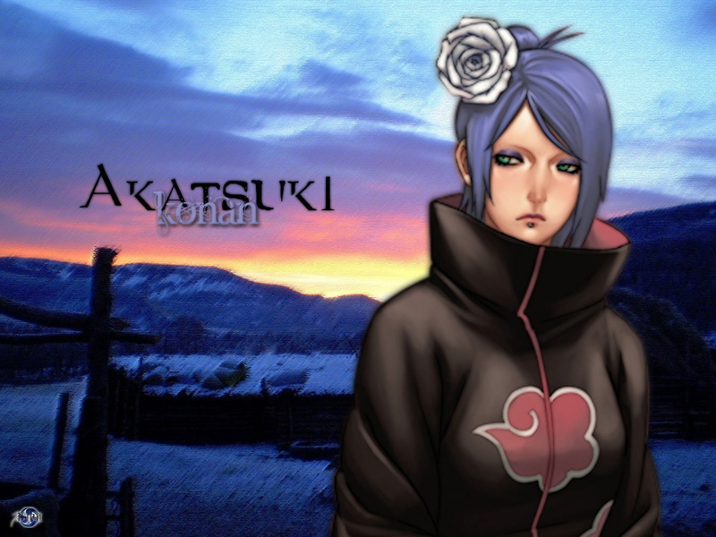 Naruto, beauty, emotion, beautiful woman, women, portrait, western script, clothing, adult, cloud - sky, text, Konan (Naruto), sky, sign, looking at camera