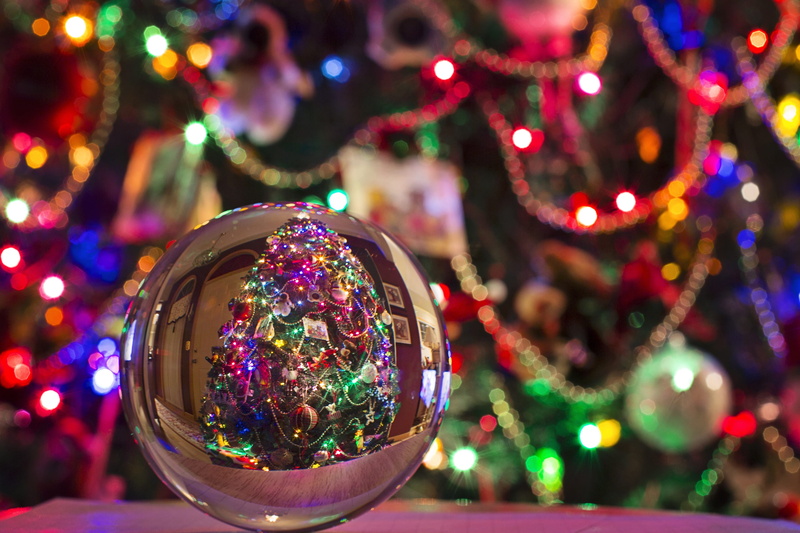 bokeh, holiday, focus on foreground, night, season, glittery, crystal ball, december, illuminated, xmas, colorful, christmas, christmas ornament, grey