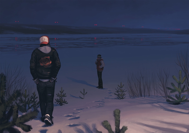 snow, what now towers to the sky, shore, trees, 1080P