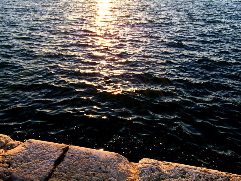 scenics - nature, beauty in nature, blue, tranquility, rough, rock, sunset, wavy, white stones, nature, reflection, sparkly, no people, motion, sparkles