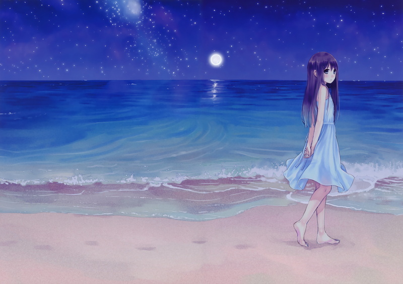 moe, kina, beach, nature, beaches, kazuharu, 4K, anime, x, girls, art, hd