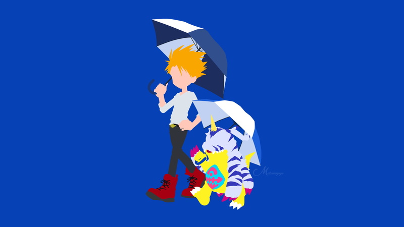Yamato Ishida, Digimon, Vector, Minimalist, Gabumon (Digimon), 1080P