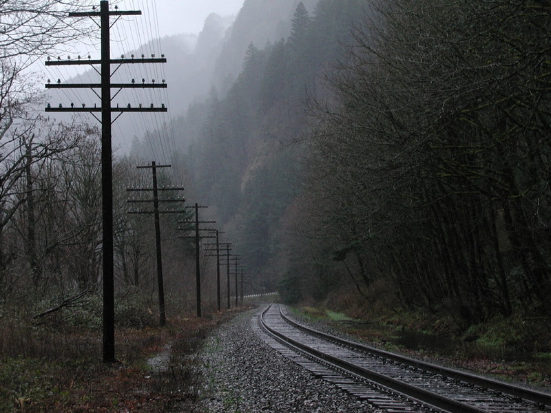 utility pole, railway, 720P, power lines, rain
