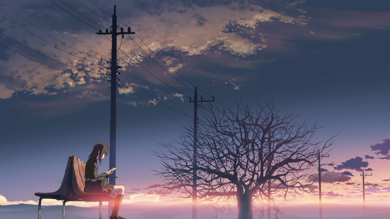 electricity, trees, dusk, anime girls, brunette, power line, silhouette, 5 Centimeters Per Second, connection, tree, sunset, power supply, one person, sunlight