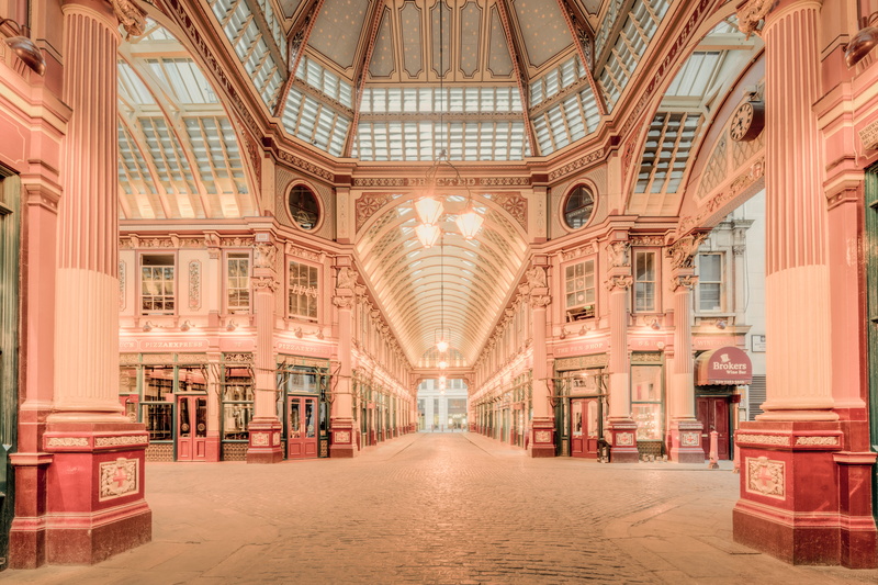shopping mall, cobble, interior, lighting equipment, leadenhall market, building, direction, street, the way forward, built structure, no people, arcade