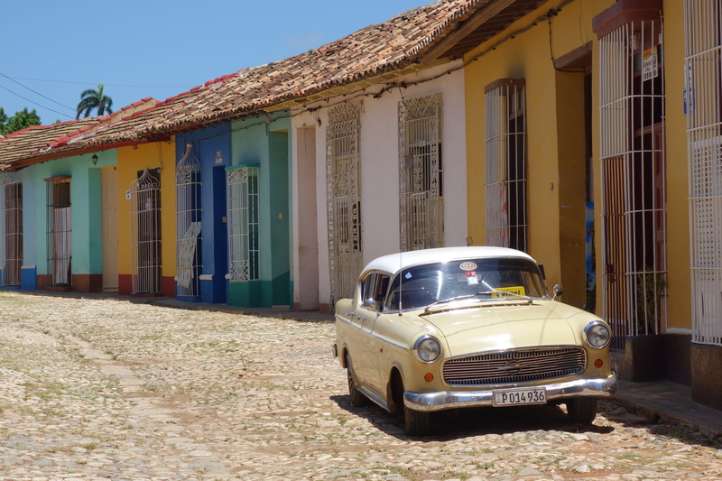 building, land vehicle, cuba, trinidad, 1950 car, transportation, 1950s car, outdoors, 5K, cobbled street, nature, old car, no people, sunlight, 50s car