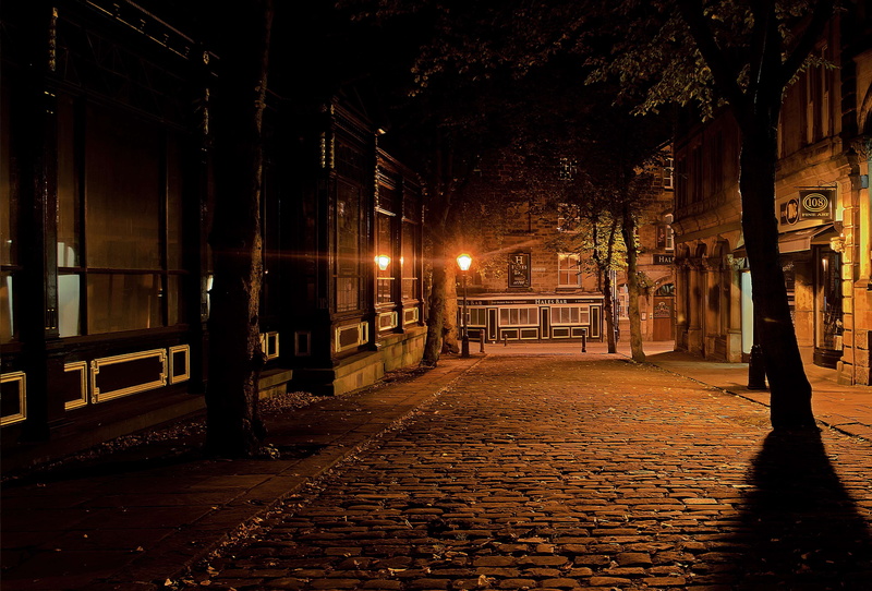 cobblestone, plant, night, footpath, light, city, the way forward, lighting equipment, dark, built structure, paving stone, cobbles, town, silhouette, building