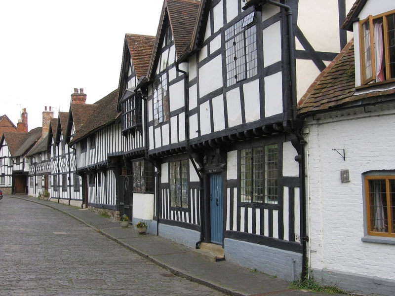 footpath, built structure, house, europe, buildings, england, old, nature, warwickshire, building, cultures, stratford, medieval, no people, day, half-timbered