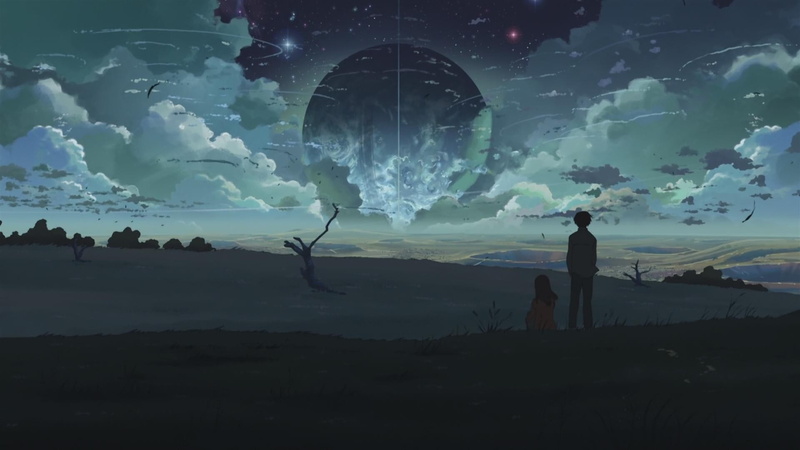surreal, field, anime, Makoto Shinkai, 1080P, clouds, 5 Centimeters Per Second, night