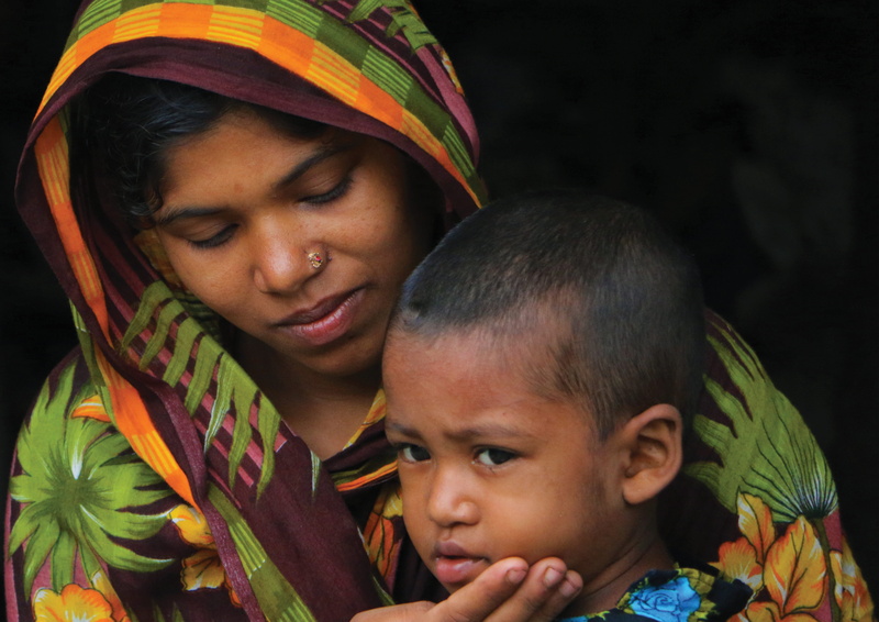 women, bangladesh, floral, family with one child, people, mother, love, bonding, lifestyles, colour, portrait, face, childhood, child, positive emotion
