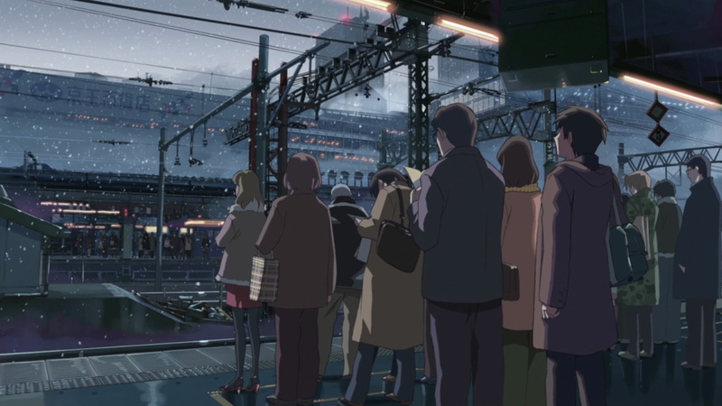 standing, medium group of people, men, 5 Centimeters Per Second, adult, crew, transportation, real people, neck, crowd, rear view, s, Makoto Shinkai , shirt