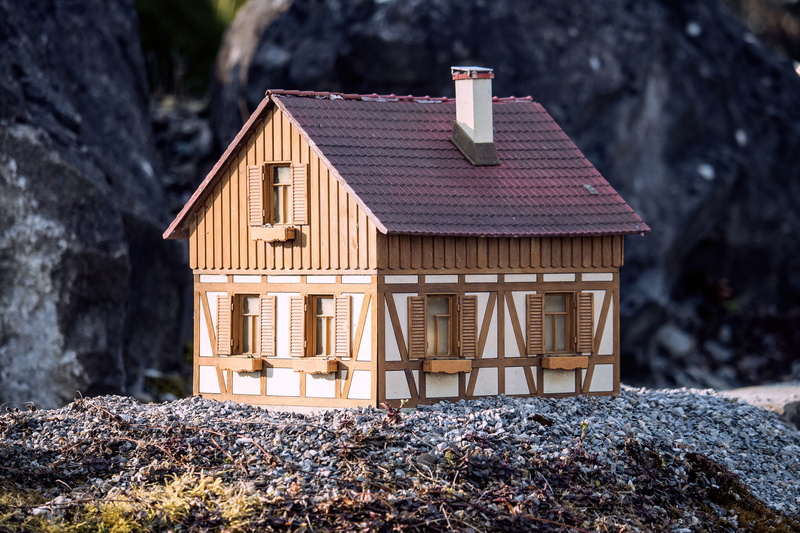 tree, architecture, building exterior, nature, fachwerkhaus, solid, day, wood - material, rock - object, land, hut, outdoors, 5K, small, house, rock, built structure