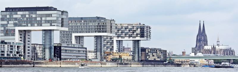 high, office buildings residential buildings, crane homes, tower, spectacular, tectonic concept, urban Skyline, nature, rheinauhafen, apartment, transportation