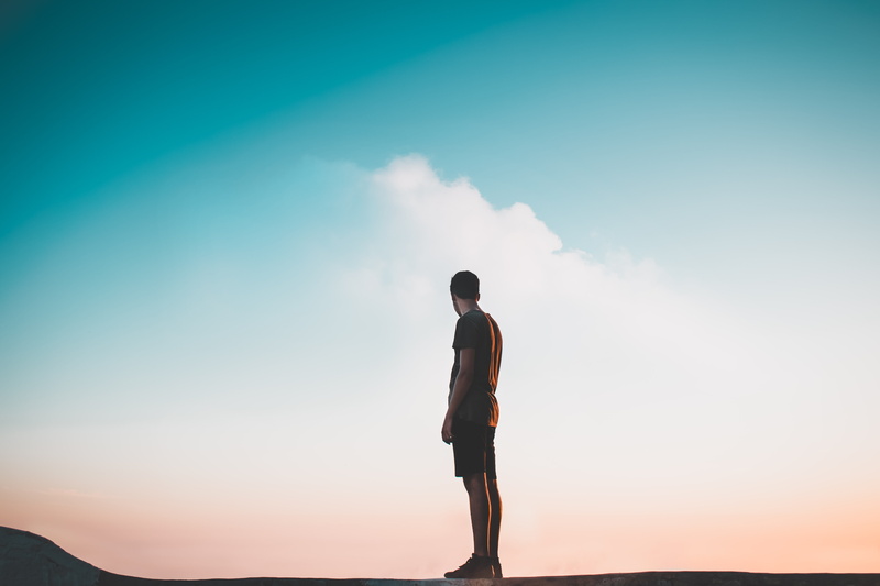 copy Space, edge, man, cloud, guy, nature, men, sunset, meditate, sport, landscape, looking, adventure, silhouette, sun, sunrise, one Man Only, people