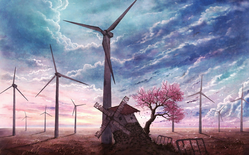 beauty in nature, white, environment, nature, bare tree, power in nature, cloud - sky, environmental conservation, tree, 2K, field, sky, landscape, turbine
