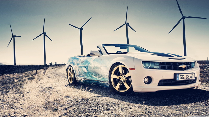 road, Chevrolet Camaro, technology, renewable energy, car, fuel and power generation, wind power, no people, travel, wind turbine, day, electricity, transportation