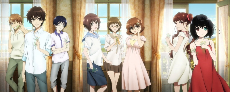 store, choice, Girl, Another, Another (Anime), Kouichi Sakakibara, Yuuya Mochizuki, retail, hairstyle, Red Dress, window, fashion, in a row, male likeness