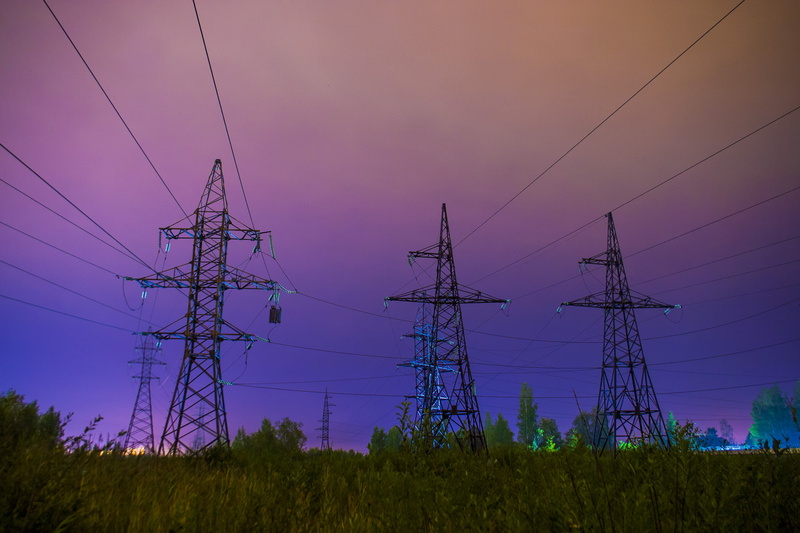 720P, power line, sky, grass, power supply, outdoors, no people, nature, field, technology, electricity, power lines, tree, dusk, fuel and power generation
