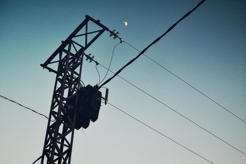 industry, rope, slate, no people, low angle view, harness, transportation, lute, built structure, blue, electric transmission tower, light, lamp post, wire