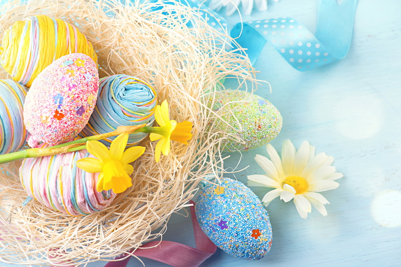 Daisy, 5K, decor, Easter, daffodils, socket, tape, eggs, flowers, holiday