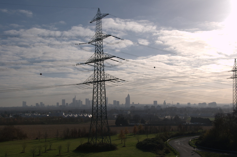 industry, electricity Pylon, skyline, power supply, electricity, frankfurt am main germany, tower, connection, cable, building exterior, energy revolution